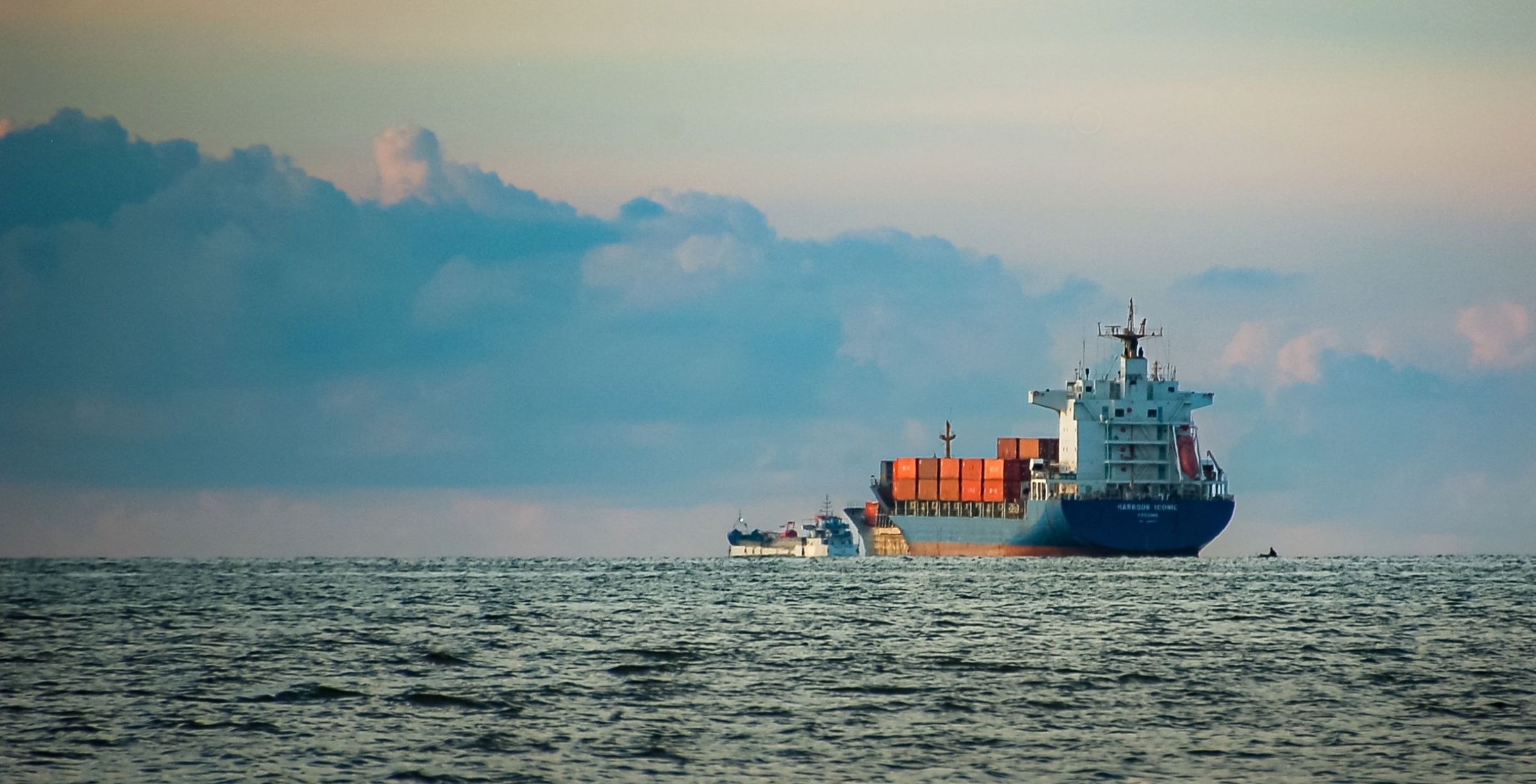 Commercial vessel sailing at sea
